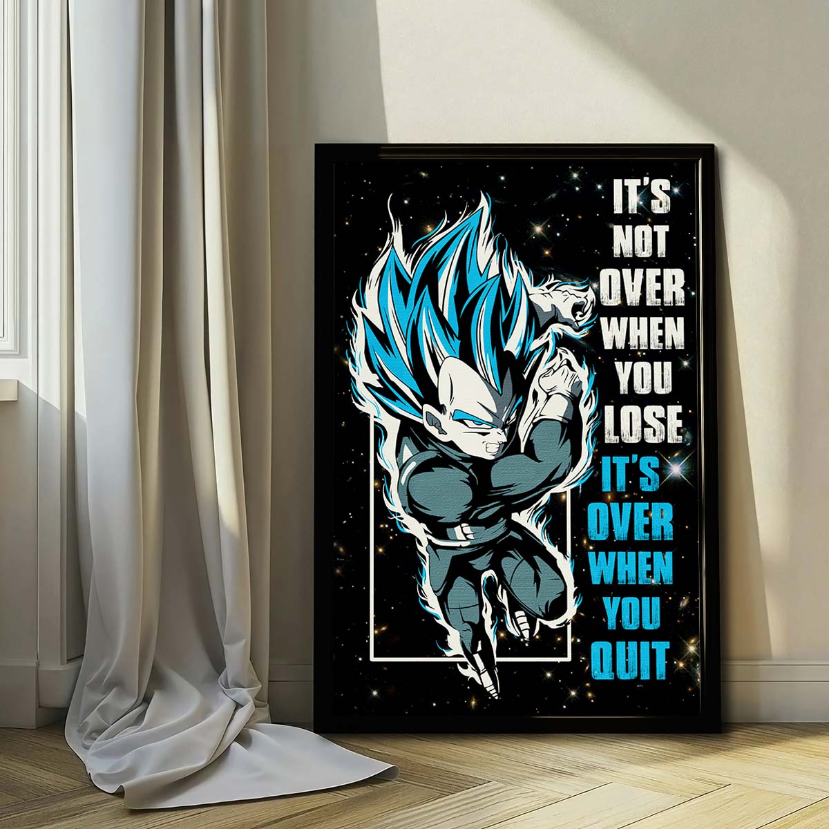 Dragon Ball Wall Art - Dragon Ball Poster - Dragon Ball Canvas - It's Not Over When You Lose - It's Over When You Quit - Vegeta - Super Saiyan Blue - DR049 - Vertical Poster - Vertical Canvas