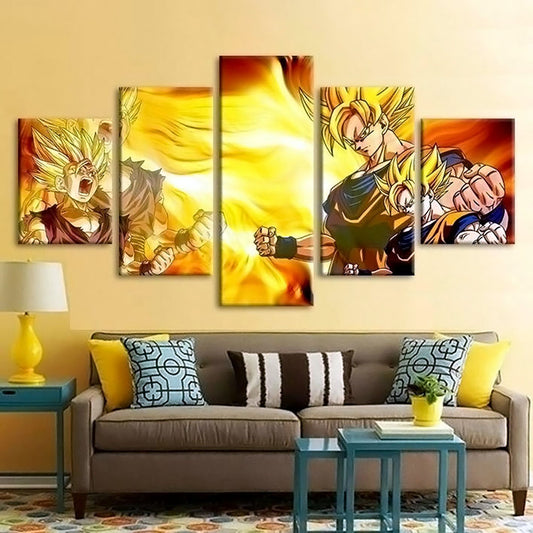 Dragon Ball - 5 Pieces Wall Art - Goku - Gohan - Super Saiyan - Printed Wall Pictures Home Decor - Dragon Ball Poster - Dragon Ball Canvas