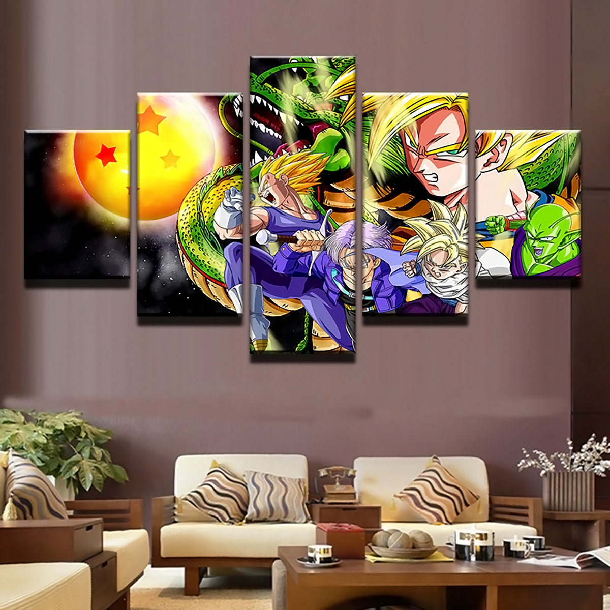 Dragon Ball - 5 Pieces Wall Art - Goku - Vegeta - Trunk - Picolo - Gohan - Printed Wall Pictures Home Decor - Dragon Ball Poster - Dragon Ball Canvas