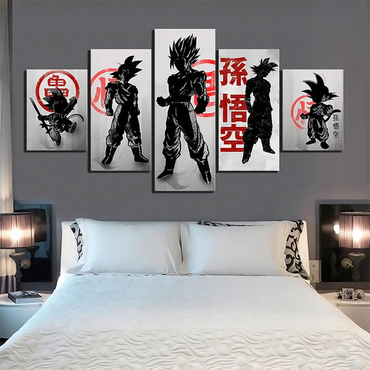 Dragon Ball - 5 Pieces Wall Art - Goku - Kid Goku - Printed Wall Pictures Home Decor - Dragon Ball Poster - Dragon Ball Canvas