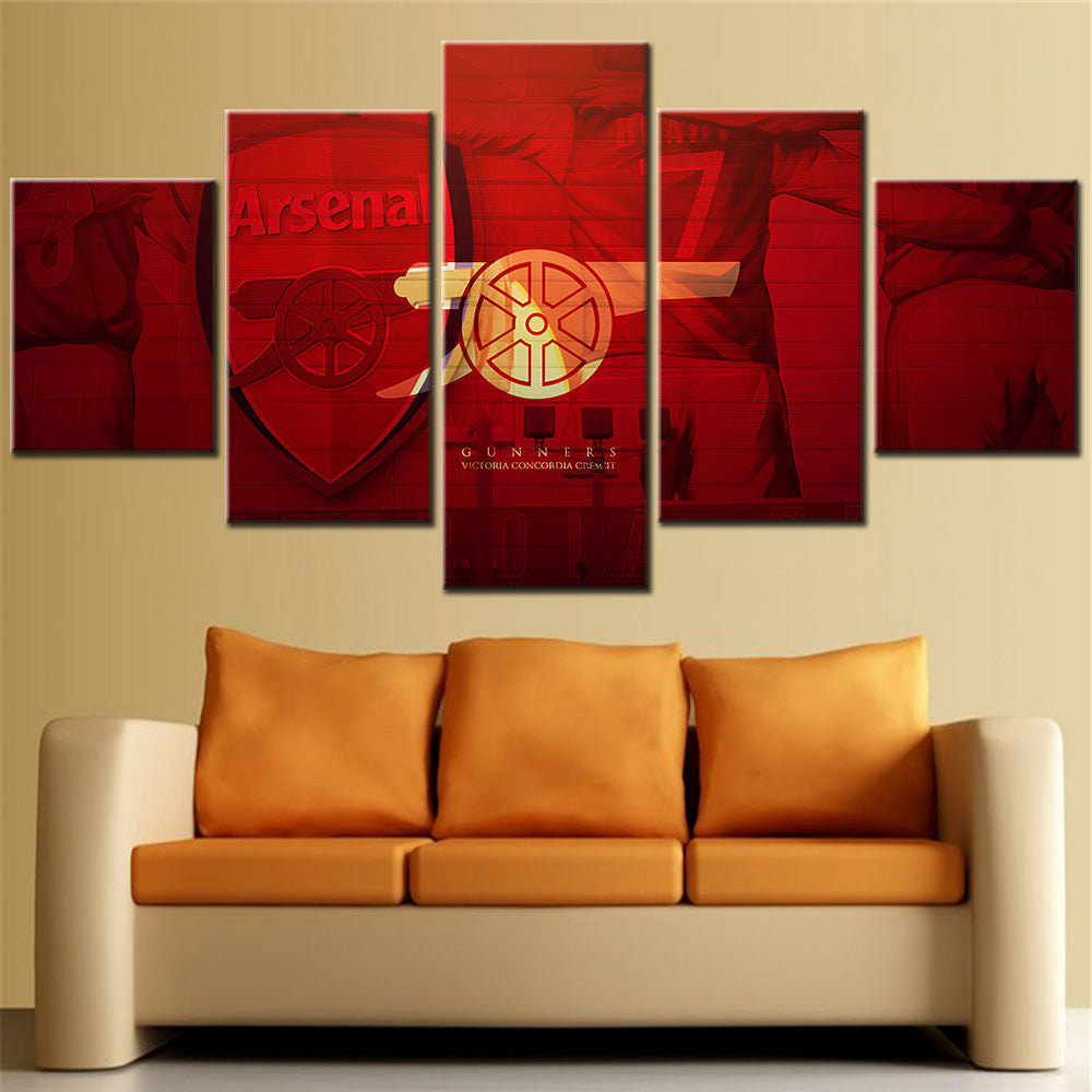 Football - 5 Pieces Wall Art - FB5009 - Arsenal Football Club Logo Red - Football Poster - Football Canvas