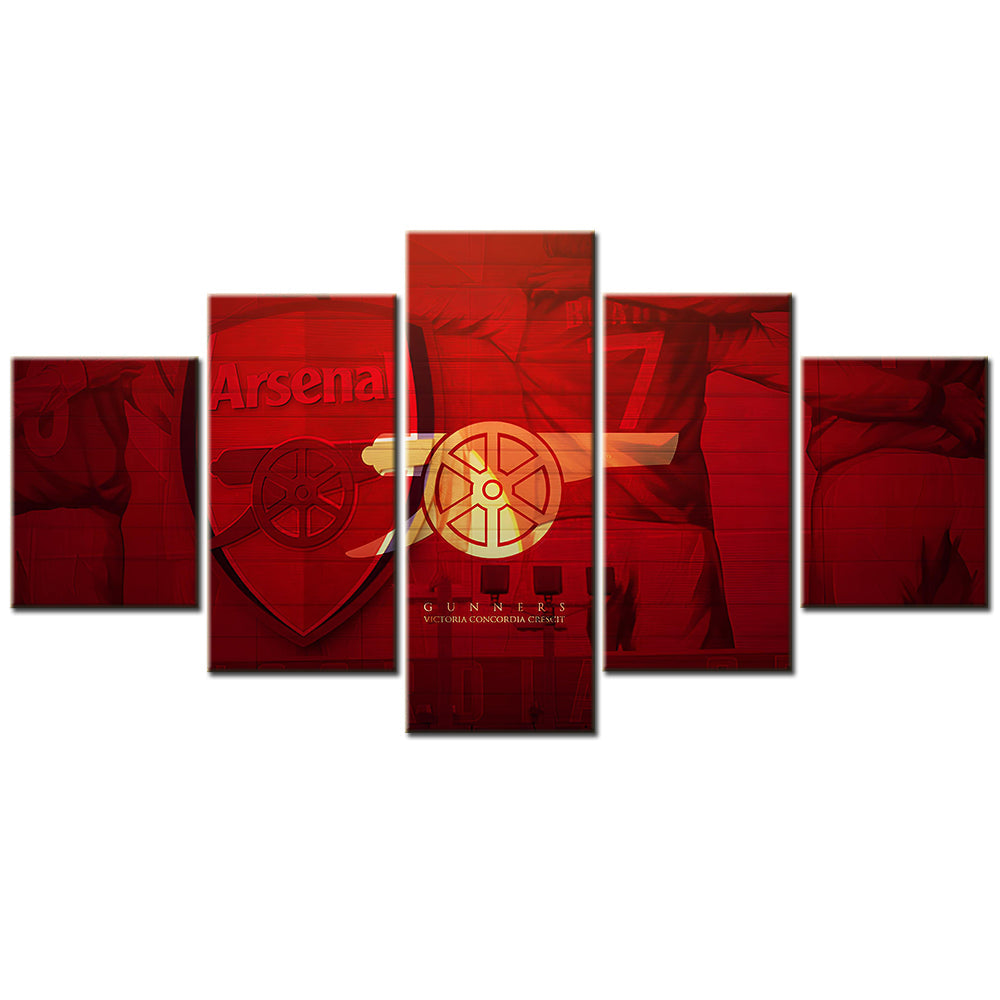 Football - 5 Pieces Wall Art - FB5009 - Arsenal Football Club Logo Red - Football Poster - Football Canvas