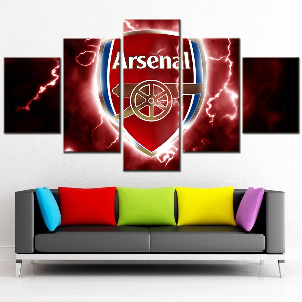 Football - 5 Pieces Wall Art - FB5010 - Arsenal Football Club Logo Red - Football Poster - Football Canvas