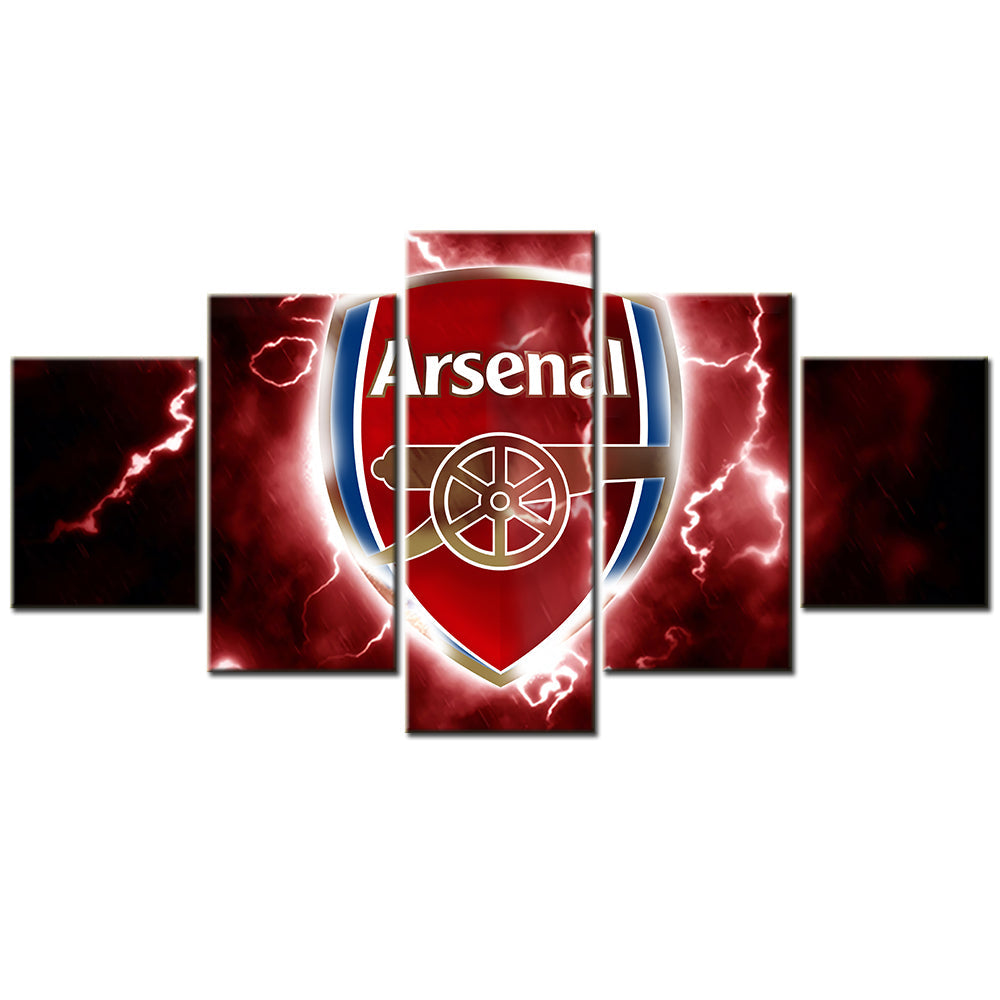 Football - 5 Pieces Wall Art - FB5010 - Arsenal Football Club Logo Red - Football Poster - Football Canvas