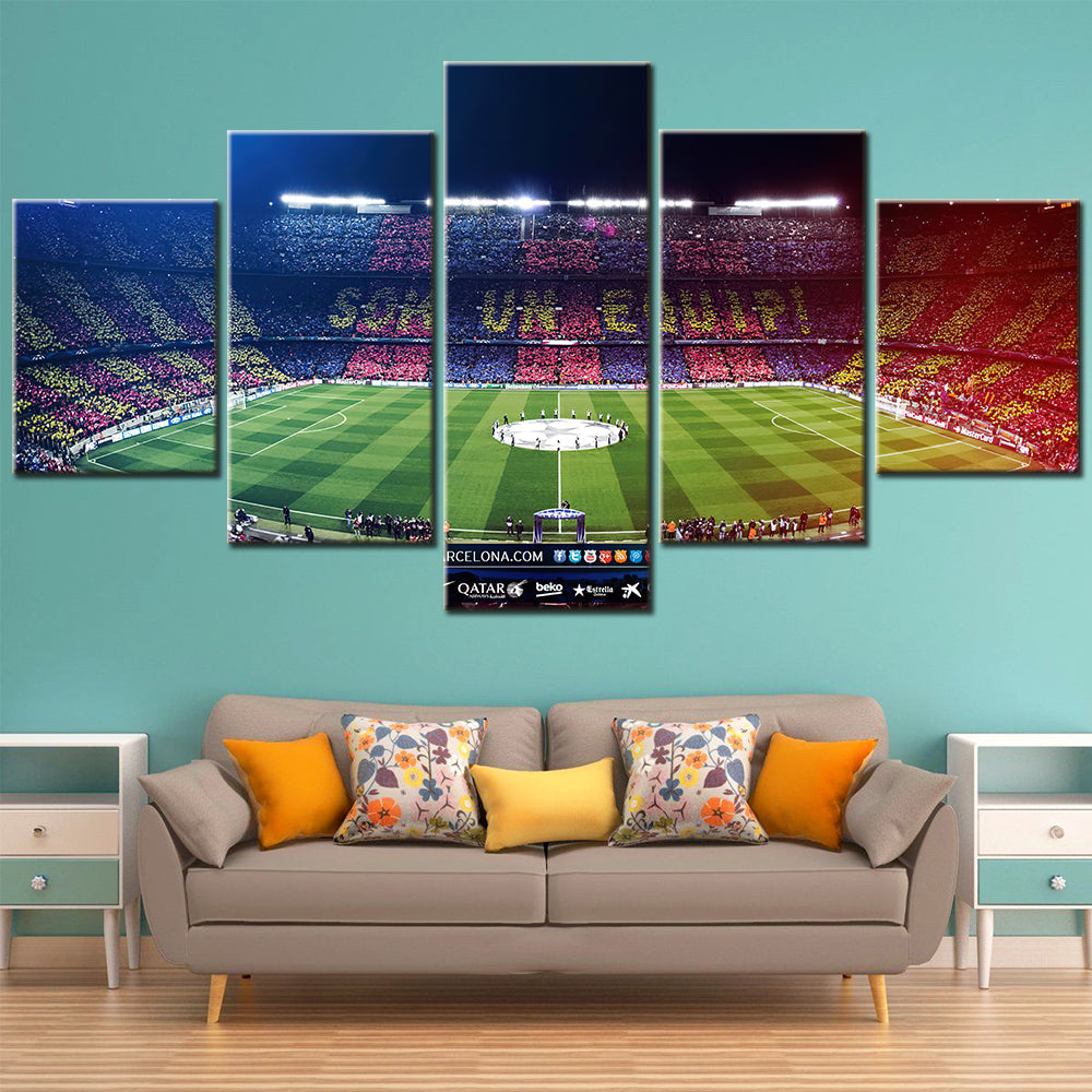 Football - 5 Pieces Wall Art - FB5016 - Barcelona Soccer Stadium - Football Poster - Football Canvas