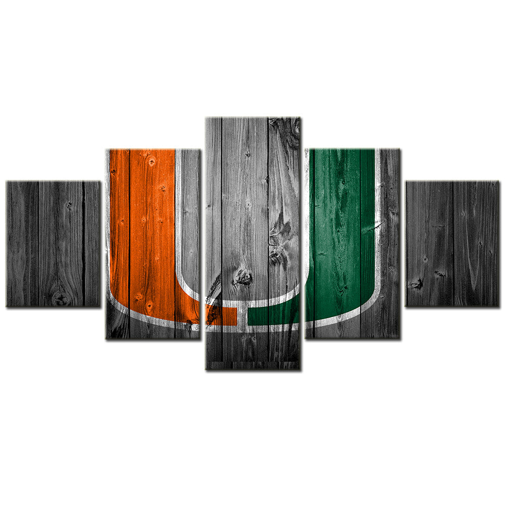 Football Team - 5 Pieces Wall Art - FT5016 - Miami Hurricanes Football - Football Team Poster - Football Team Canvas