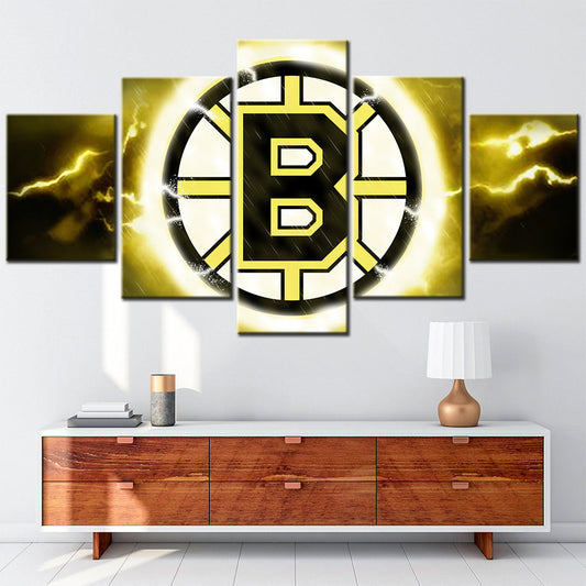 Hockey - 5 Pieces Wall Art - HK5001 - Boston Bruins - Ice Hockey Team - Hockey Poster - Hockey Canvas