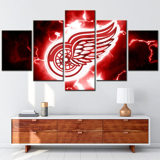 Hockey - 5 Pieces Wall Art - HK5004 - Detroit Red Wings - Ice Hockey Team - Hockey Poster - Hockey Canvas