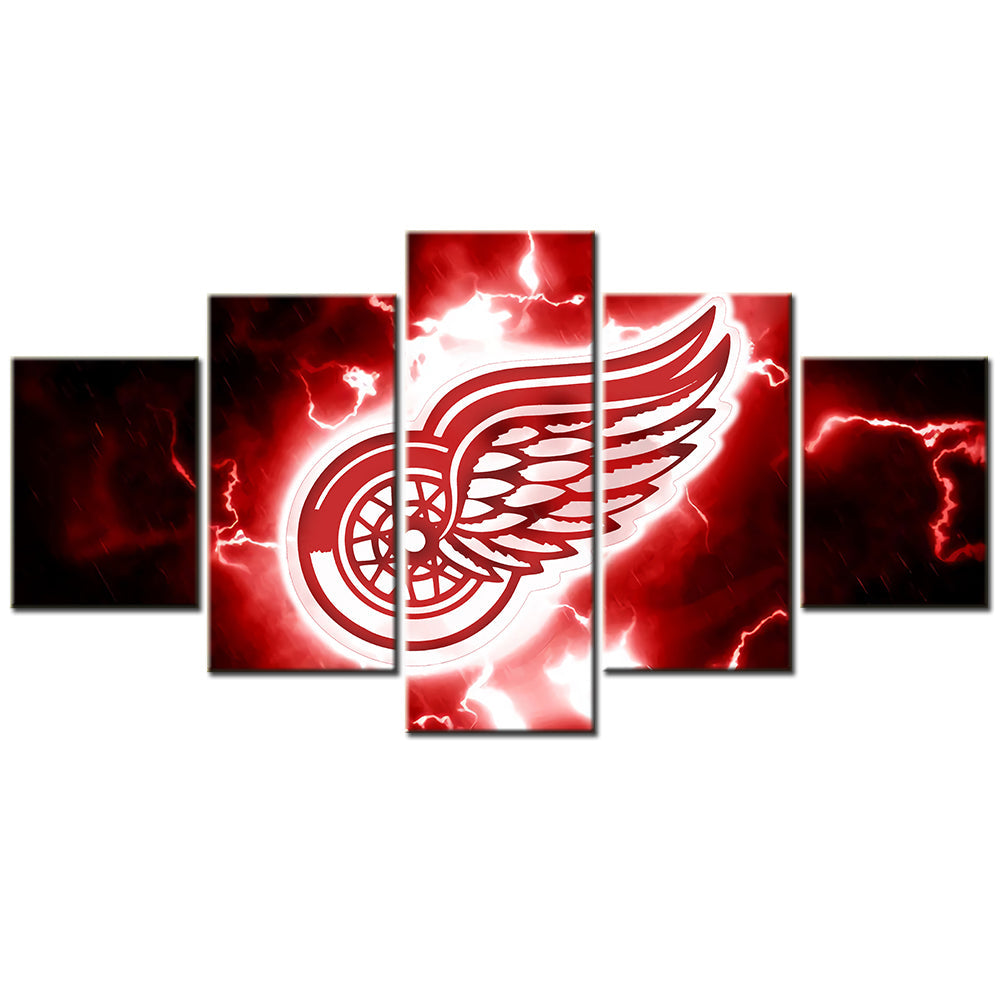 Hockey - 5 Pieces Wall Art - HK5004 - Detroit Red Wings - Ice Hockey Team - Hockey Poster - Hockey Canvas