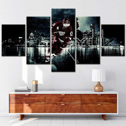 Hockey - 5 Pieces Wall Art - Detroit Red Wings - Ice Hockey Team - HK5010 - Hockey Poster - Hockey Canvas