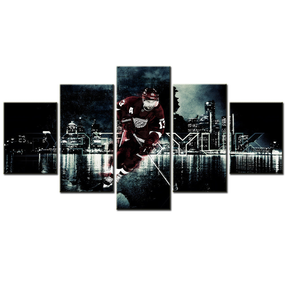 Hockey - 5 Pieces Wall Art - Detroit Red Wings - Ice Hockey Team - HK5010 - Hockey Poster - Hockey Canvas