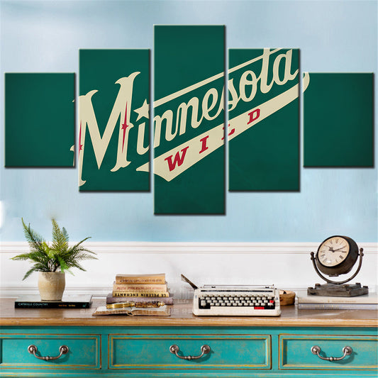 Ice Hockey Team - 5 Pieces Wall Art - IH5002 - Minnesota Wild Green - Ice Hockey Team Poster - Ice Hockey Team Canvas