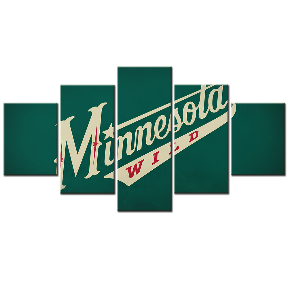 Ice Hockey Team - 5 Pieces Wall Art - IH5002 - Minnesota Wild Green - Ice Hockey Team Poster - Ice Hockey Team Canvas