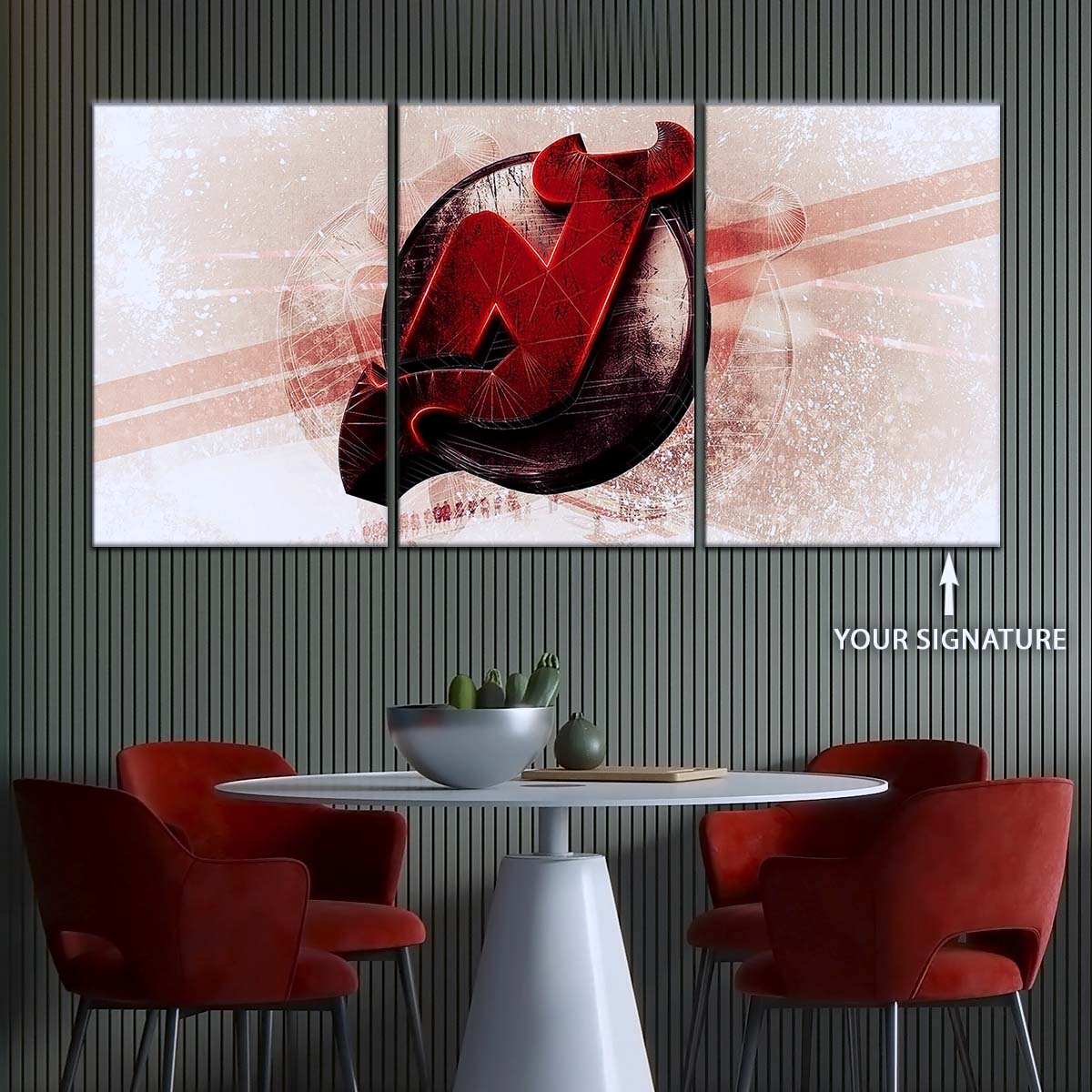 Ice Hockey Team Wall Art - IH5024 - New Jersey Devils - Bold Sports Emblem - Ice Hockey Team Poster - Ice Hockey Team Canvas