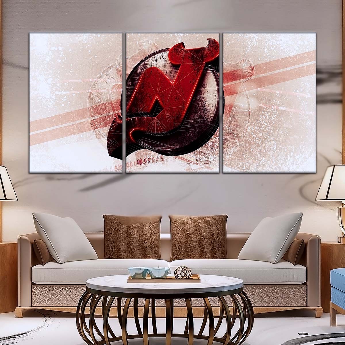 Ice Hockey Team Wall Art - IH5024 - New Jersey Devils - Bold Sports Emblem - Ice Hockey Team Poster - Ice Hockey Team Canvas