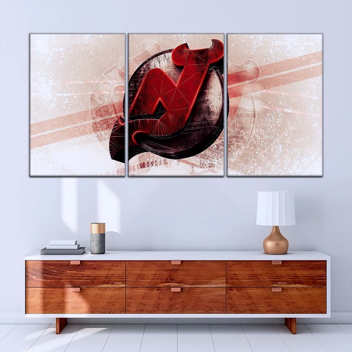 Ice Hockey Team Wall Art - IH5024 - New Jersey Devils - Bold Sports Emblem - Ice Hockey Team Poster - Ice Hockey Team Canvas