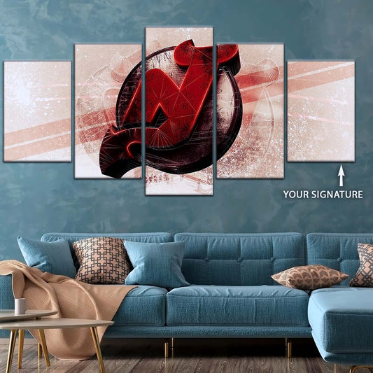 Ice Hockey Team Wall Art - IH5024 - New Jersey Devils - Bold Sports Emblem - Ice Hockey Team Poster - Ice Hockey Team Canvas