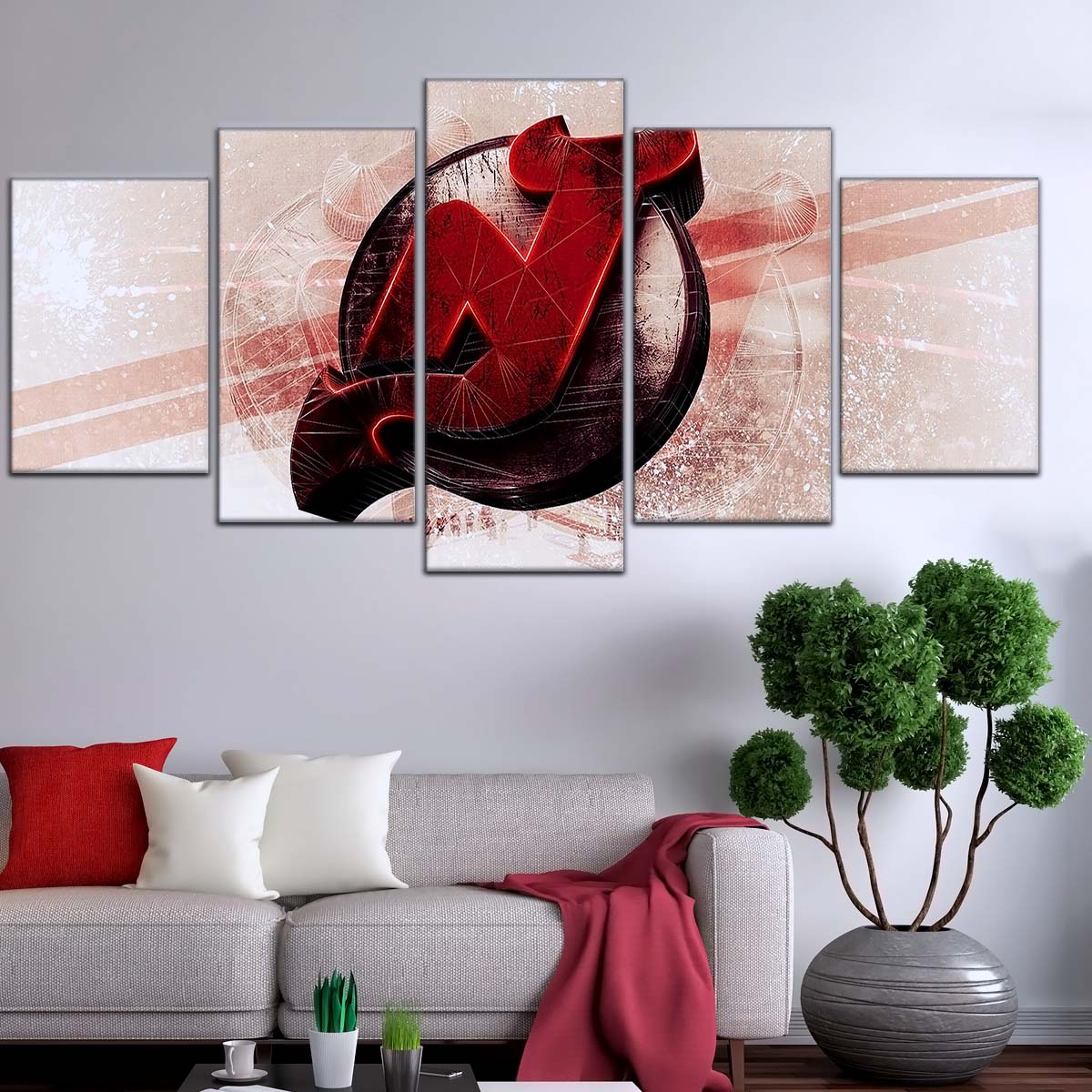 Ice Hockey Team Wall Art - IH5024 - New Jersey Devils - Bold Sports Emblem - Ice Hockey Team Poster - Ice Hockey Team Canvas