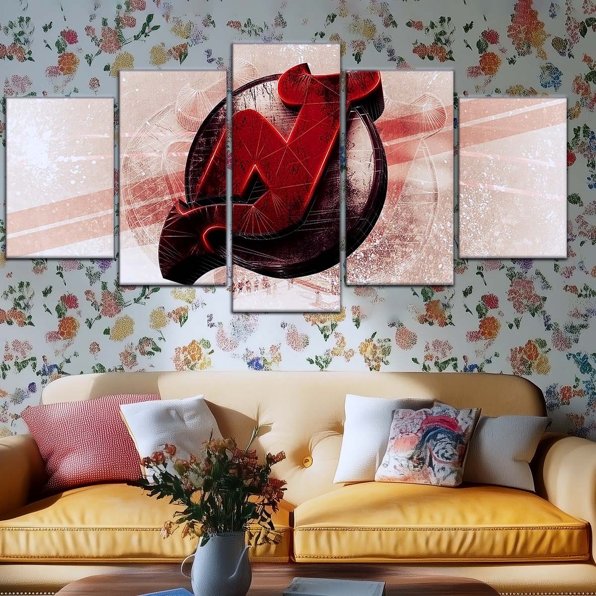 Ice Hockey Team Wall Art - IH5024 - New Jersey Devils - Bold Sports Emblem - Ice Hockey Team Poster - Ice Hockey Team Canvas