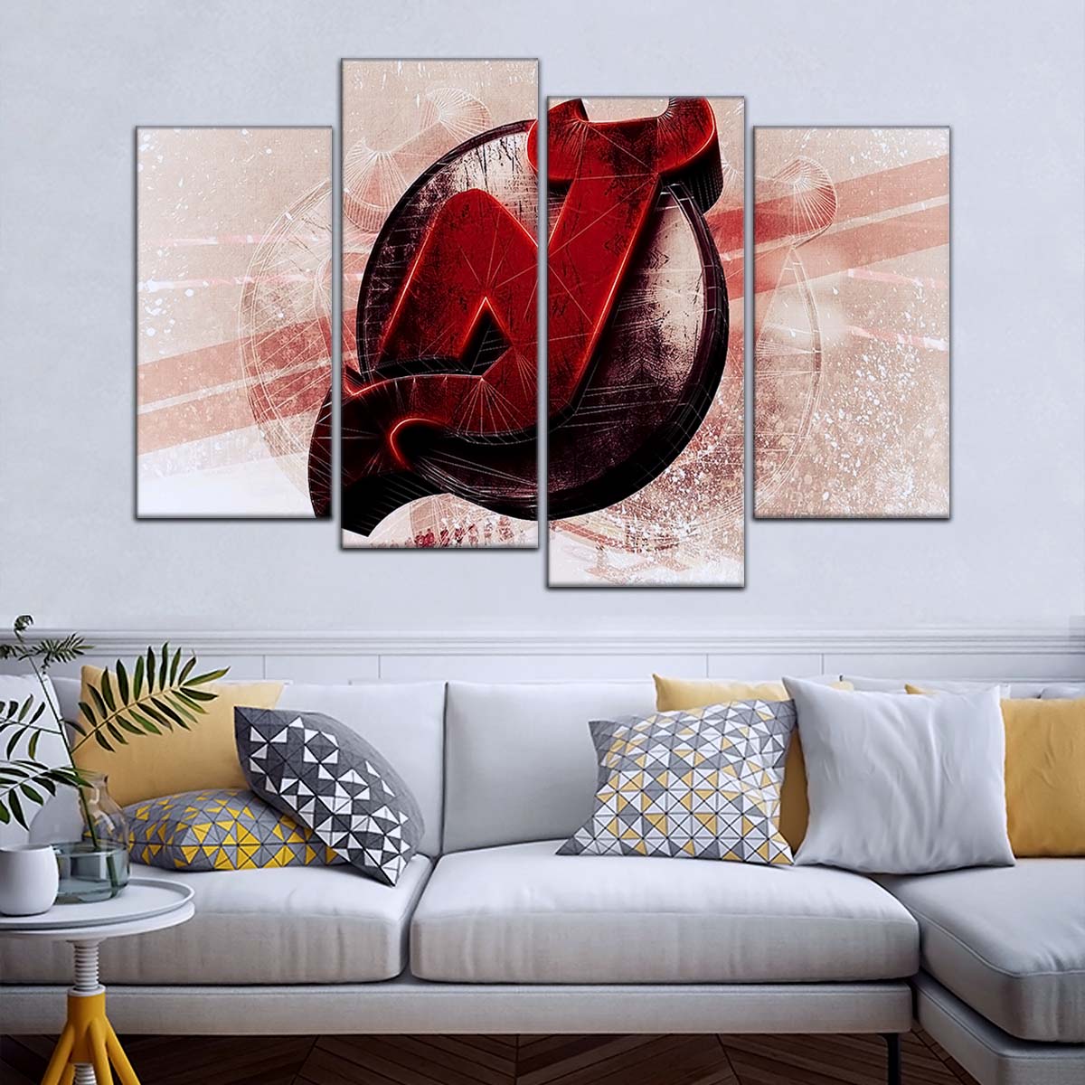 Ice Hockey Team Wall Art - IH5024 - New Jersey Devils - Bold Sports Emblem - Ice Hockey Team Poster - Ice Hockey Team Canvas
