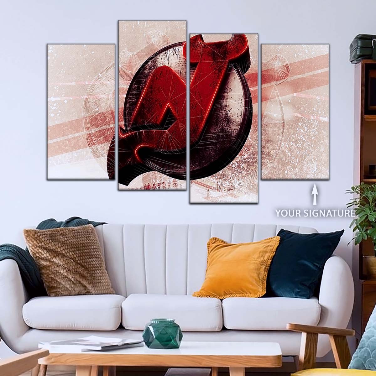 Ice Hockey Team Wall Art - IH5024 - New Jersey Devils - Bold Sports Emblem - Ice Hockey Team Poster - Ice Hockey Team Canvas