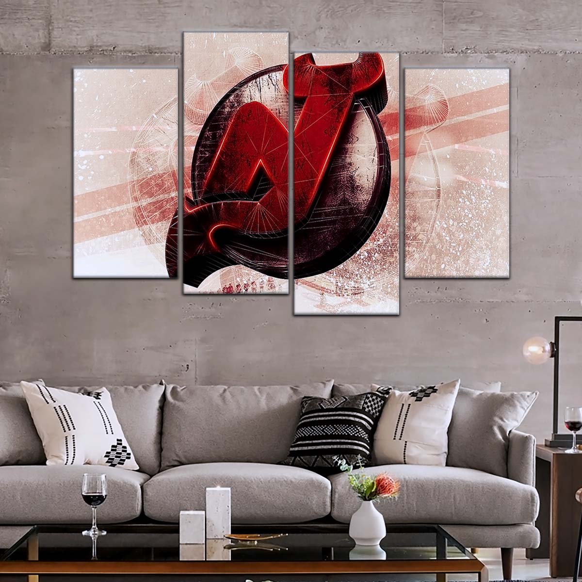 Ice Hockey Team Wall Art - IH5024 - New Jersey Devils - Bold Sports Emblem - Ice Hockey Team Poster - Ice Hockey Team Canvas