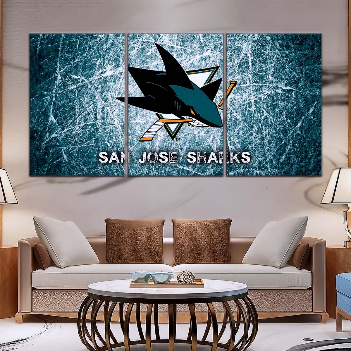 Ice Hockey Team Wall Art - IH5033 - San Jose Sharks - Fierce Hockey Spirit on Ice - Ice Hockey Team Poster - Ice Hockey Team Canvas