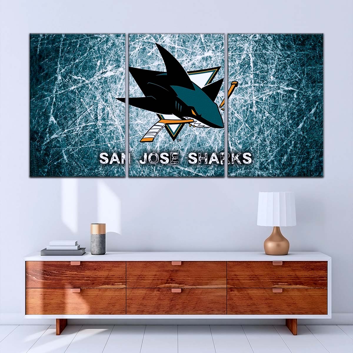 Ice Hockey Team Wall Art - IH5033 - San Jose Sharks - Fierce Hockey Spirit on Ice - Ice Hockey Team Poster - Ice Hockey Team Canvas