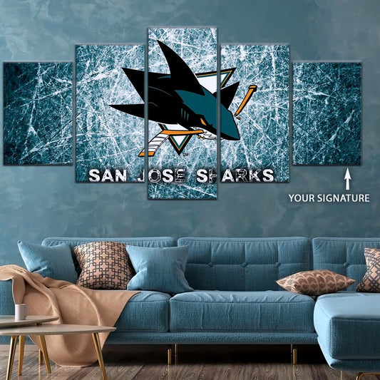 Ice Hockey Team Wall Art - IH5033 - San Jose Sharks - Fierce Hockey Spirit on Ice - Ice Hockey Team Poster - Ice Hockey Team Canvas