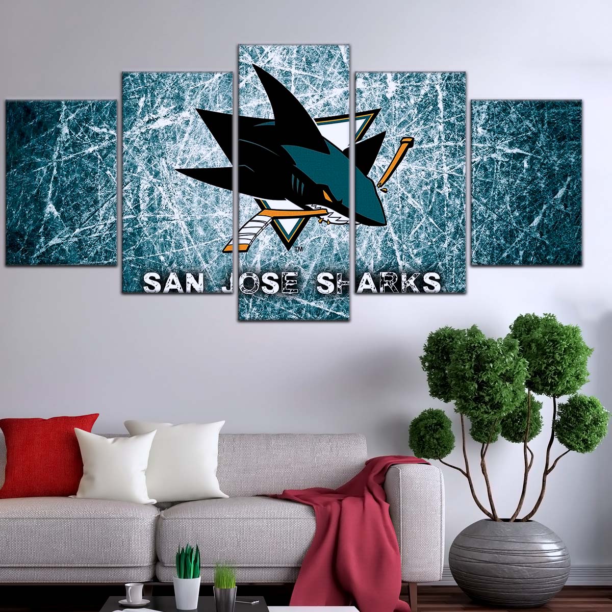 Ice Hockey Team Wall Art - IH5033 - San Jose Sharks - Fierce Hockey Spirit on Ice - Ice Hockey Team Poster - Ice Hockey Team Canvas
