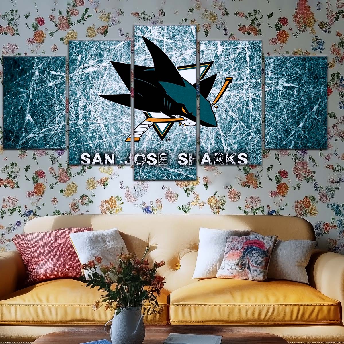 Ice Hockey Team Wall Art - IH5033 - San Jose Sharks - Fierce Hockey Spirit on Ice - Ice Hockey Team Poster - Ice Hockey Team Canvas