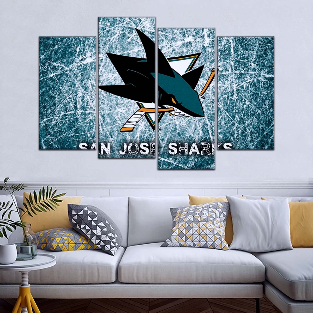 Ice Hockey Team Wall Art - IH5033 - San Jose Sharks - Fierce Hockey Spirit on Ice - Ice Hockey Team Poster - Ice Hockey Team Canvas