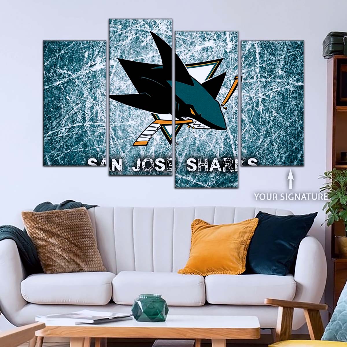 Ice Hockey Team Wall Art - IH5033 - San Jose Sharks - Fierce Hockey Spirit on Ice - Ice Hockey Team Poster - Ice Hockey Team Canvas