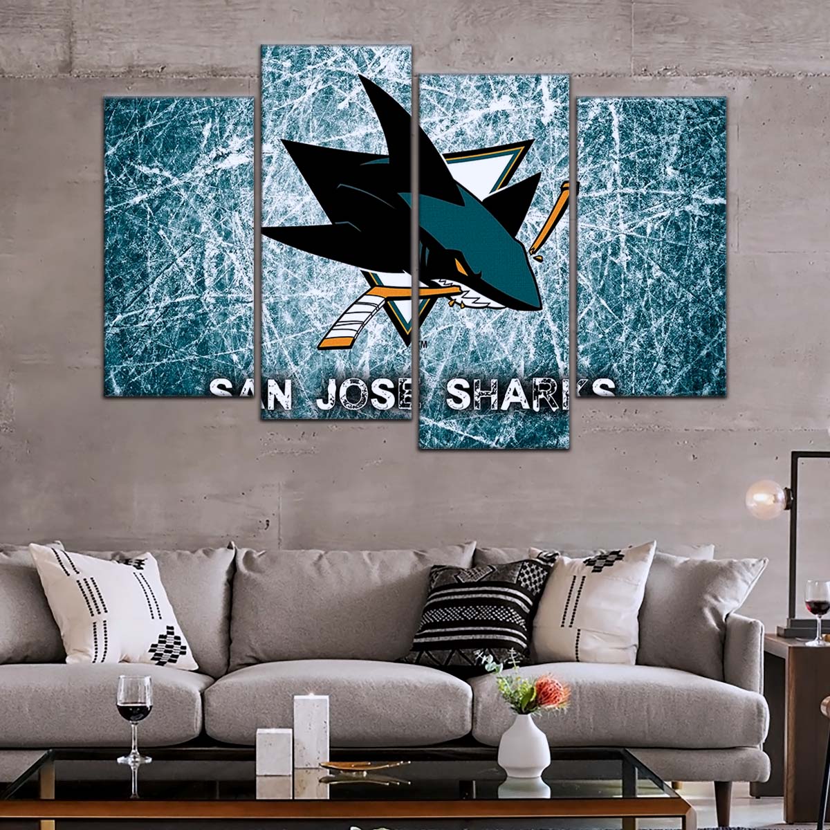 Ice Hockey Team Wall Art - IH5033 - San Jose Sharks - Fierce Hockey Spirit on Ice - Ice Hockey Team Poster - Ice Hockey Team Canvas