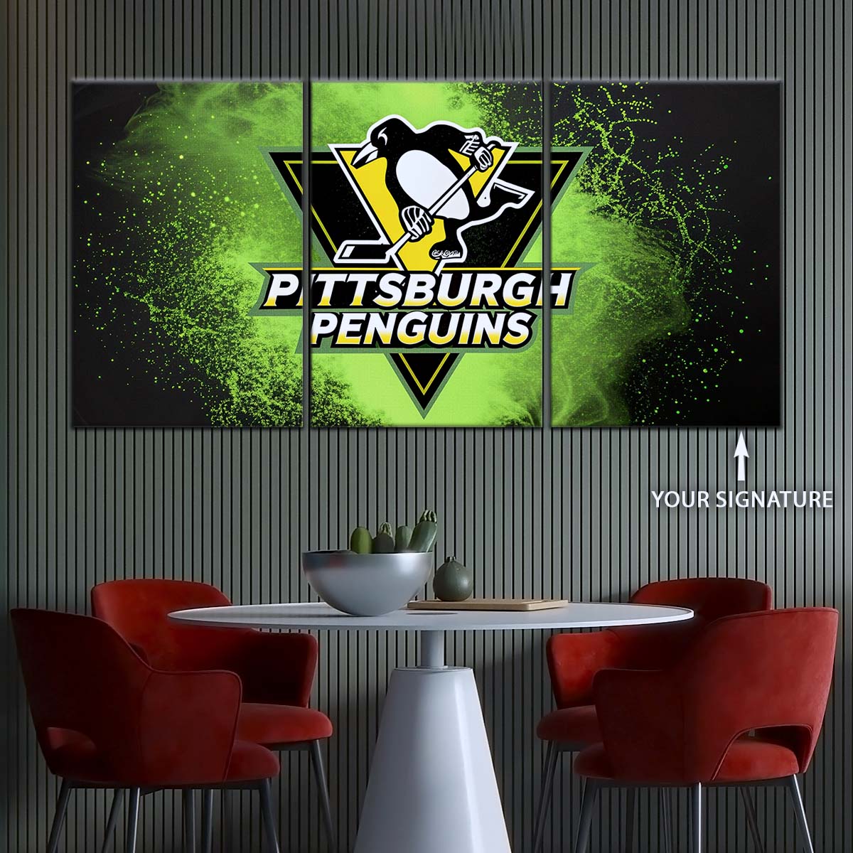Ice Hockey Team Wall Art - IH5034 - Pittsburgh Penguins - Neon Ice Emblem - Ice Hockey Team Poster - Ice Hockey Team Canvas