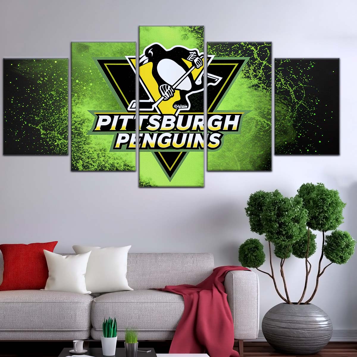 Ice Hockey Team Wall Art - IH5034 - Pittsburgh Penguins - Neon Ice Emblem - Ice Hockey Team Poster - Ice Hockey Team Canvas