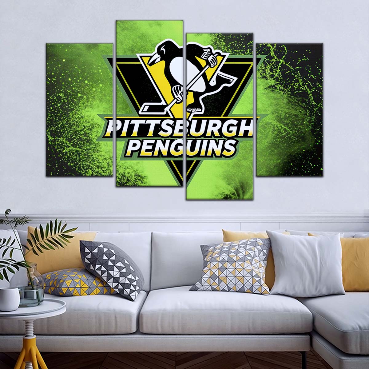 Ice Hockey Team Wall Art - IH5034 - Pittsburgh Penguins - Neon Ice Emblem - Ice Hockey Team Poster - Ice Hockey Team Canvas