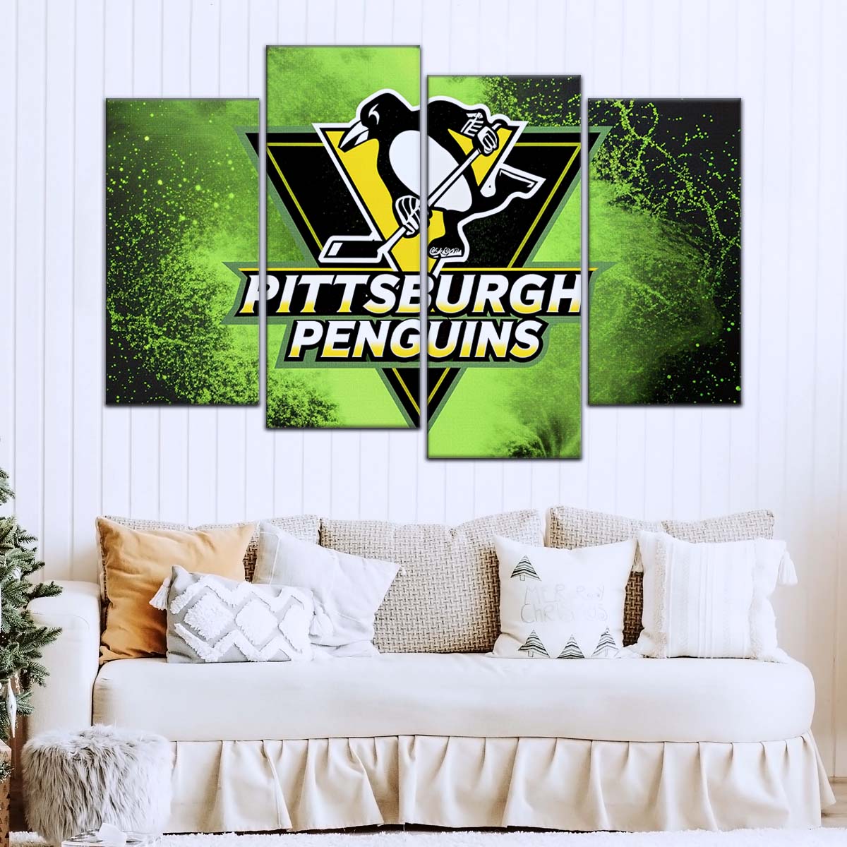 Ice Hockey Team Wall Art - IH5034 - Pittsburgh Penguins - Neon Ice Emblem - Ice Hockey Team Poster - Ice Hockey Team Canvas