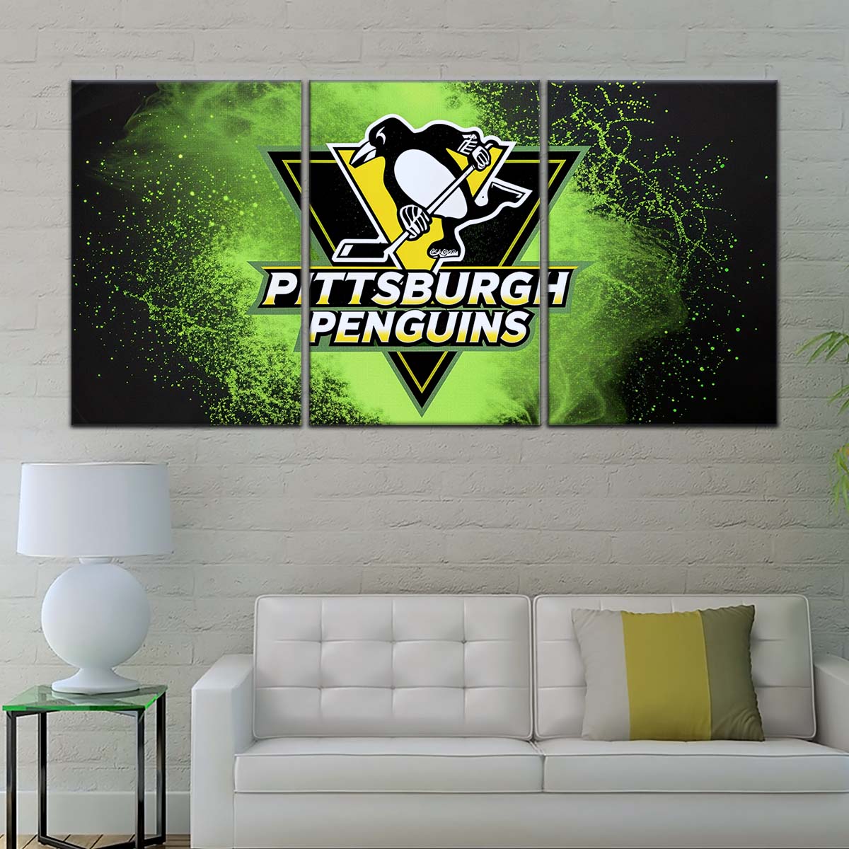 Ice Hockey Team Wall Art - IH5034 - Pittsburgh Penguins - Neon Ice Emblem - Ice Hockey Team Poster - Ice Hockey Team Canvas