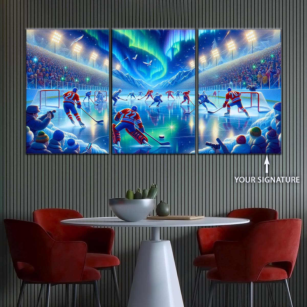 Ice Hockey Team Wall Art - IH5040 - Spectacular Northern Lights NHL Game - Ice Hockey Team Poster - Ice Hockey Team Canvas