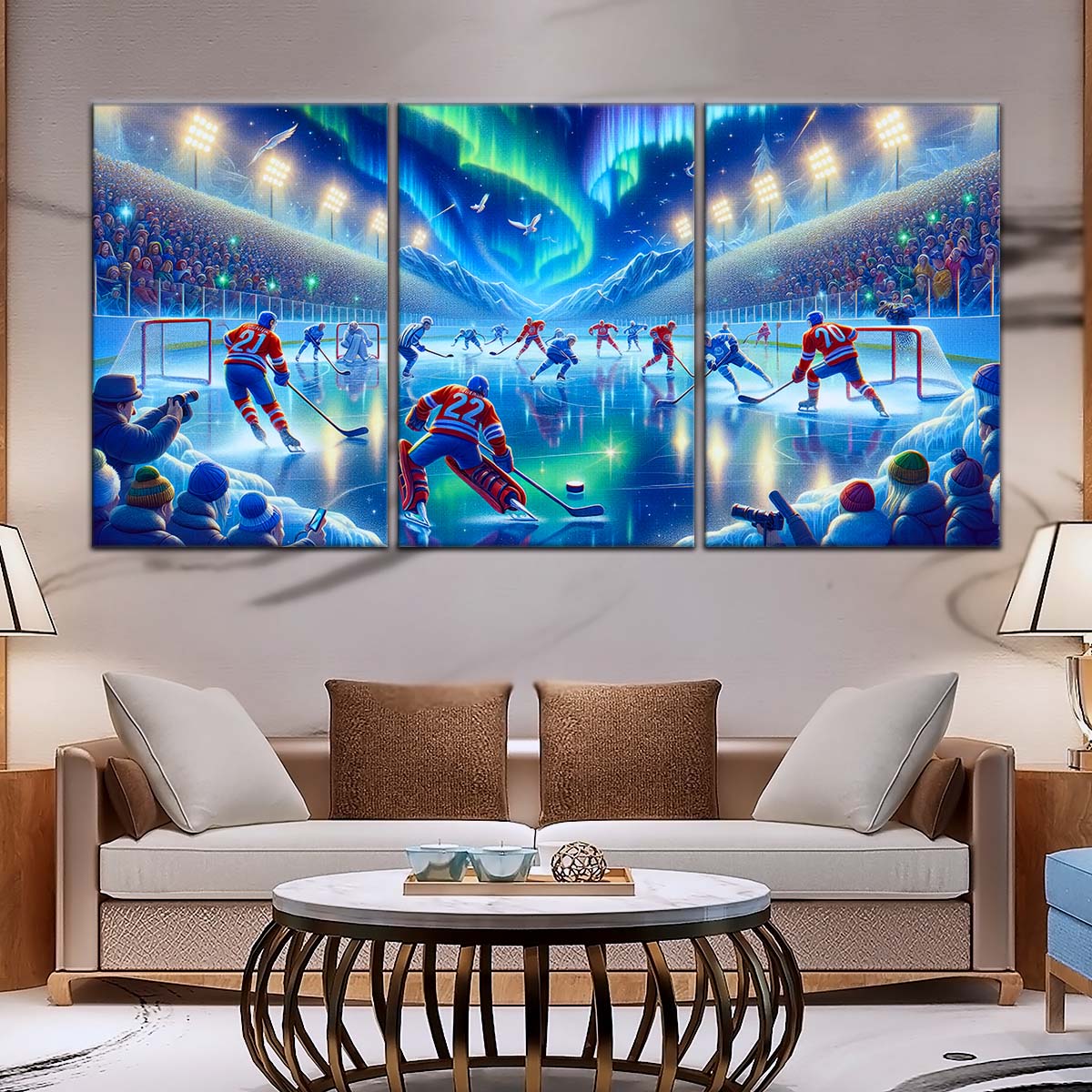 Ice Hockey Team Wall Art - IH5040 - Spectacular Northern Lights NHL Game - Ice Hockey Team Poster - Ice Hockey Team Canvas