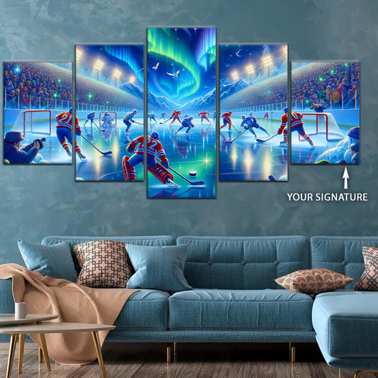Ice Hockey Team Wall Art - IH5040 - Spectacular Northern Lights NHL Game - Ice Hockey Team Poster - Ice Hockey Team Canvas