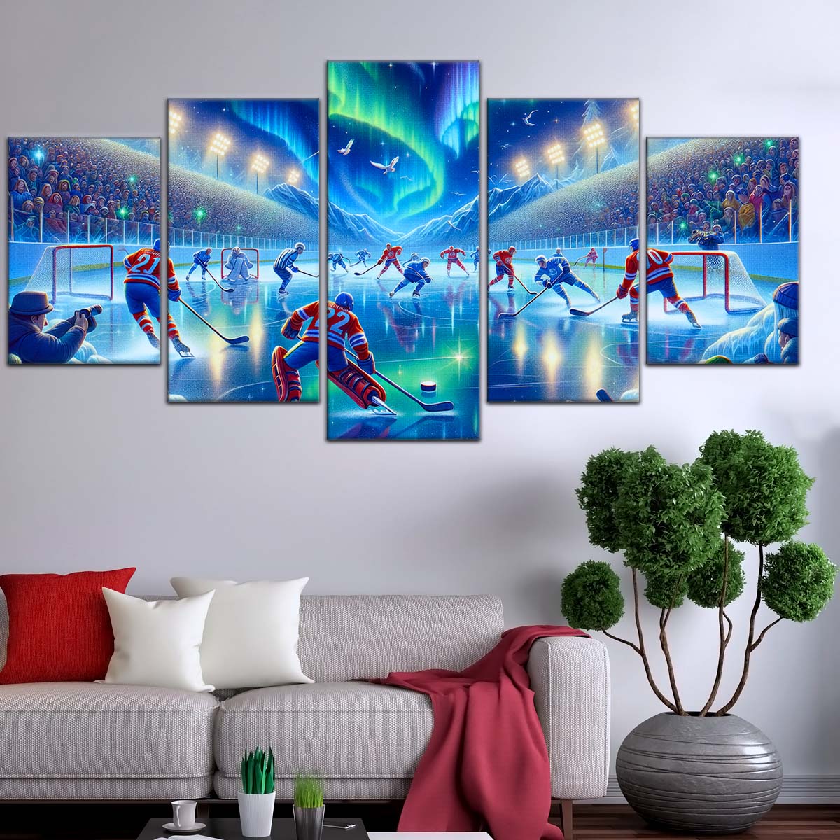 Ice Hockey Team Wall Art - IH5040 - Spectacular Northern Lights NHL Game - Ice Hockey Team Poster - Ice Hockey Team Canvas