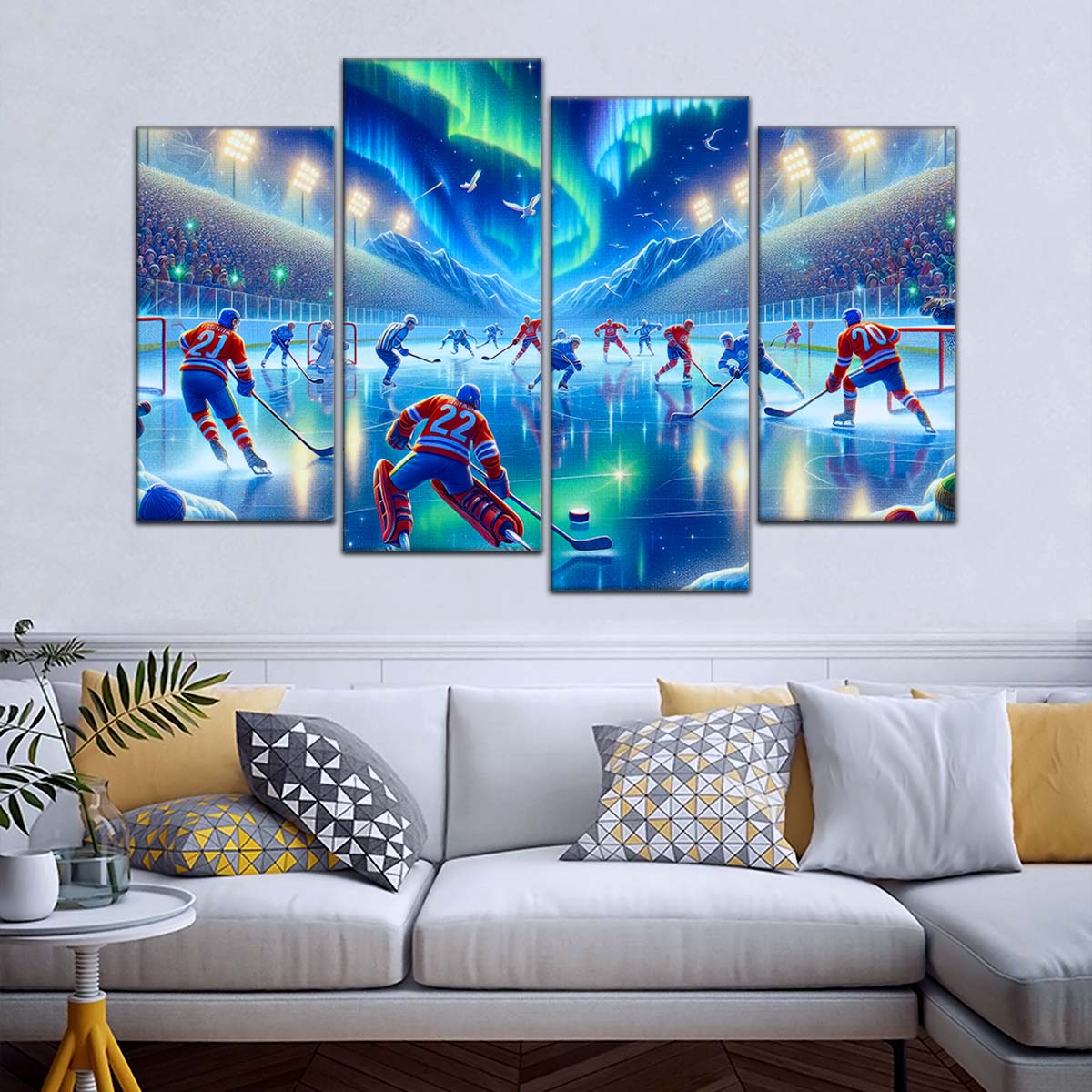 Ice Hockey Team Wall Art - IH5040 - Spectacular Northern Lights NHL Game - Ice Hockey Team Poster - Ice Hockey Team Canvas