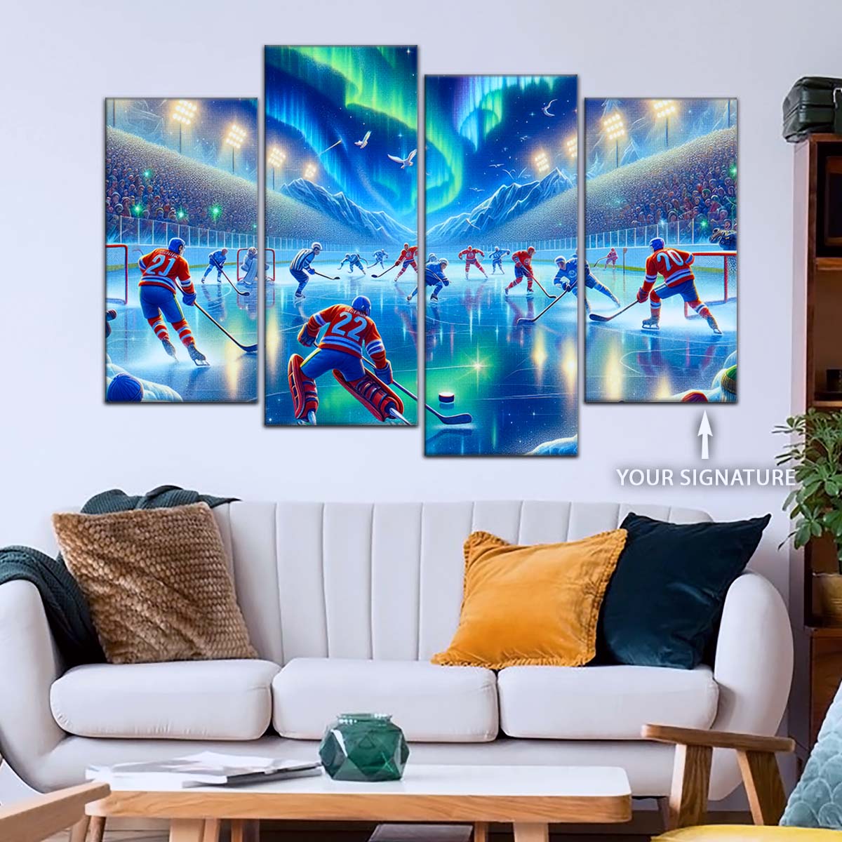 Ice Hockey Team Wall Art - IH5040 - Spectacular Northern Lights NHL Game - Ice Hockey Team Poster - Ice Hockey Team Canvas
