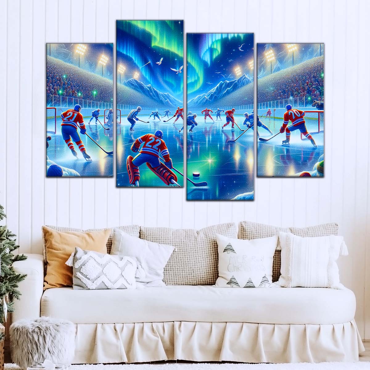 Ice Hockey Team Wall Art - IH5040 - Spectacular Northern Lights NHL Game - Ice Hockey Team Poster - Ice Hockey Team Canvas