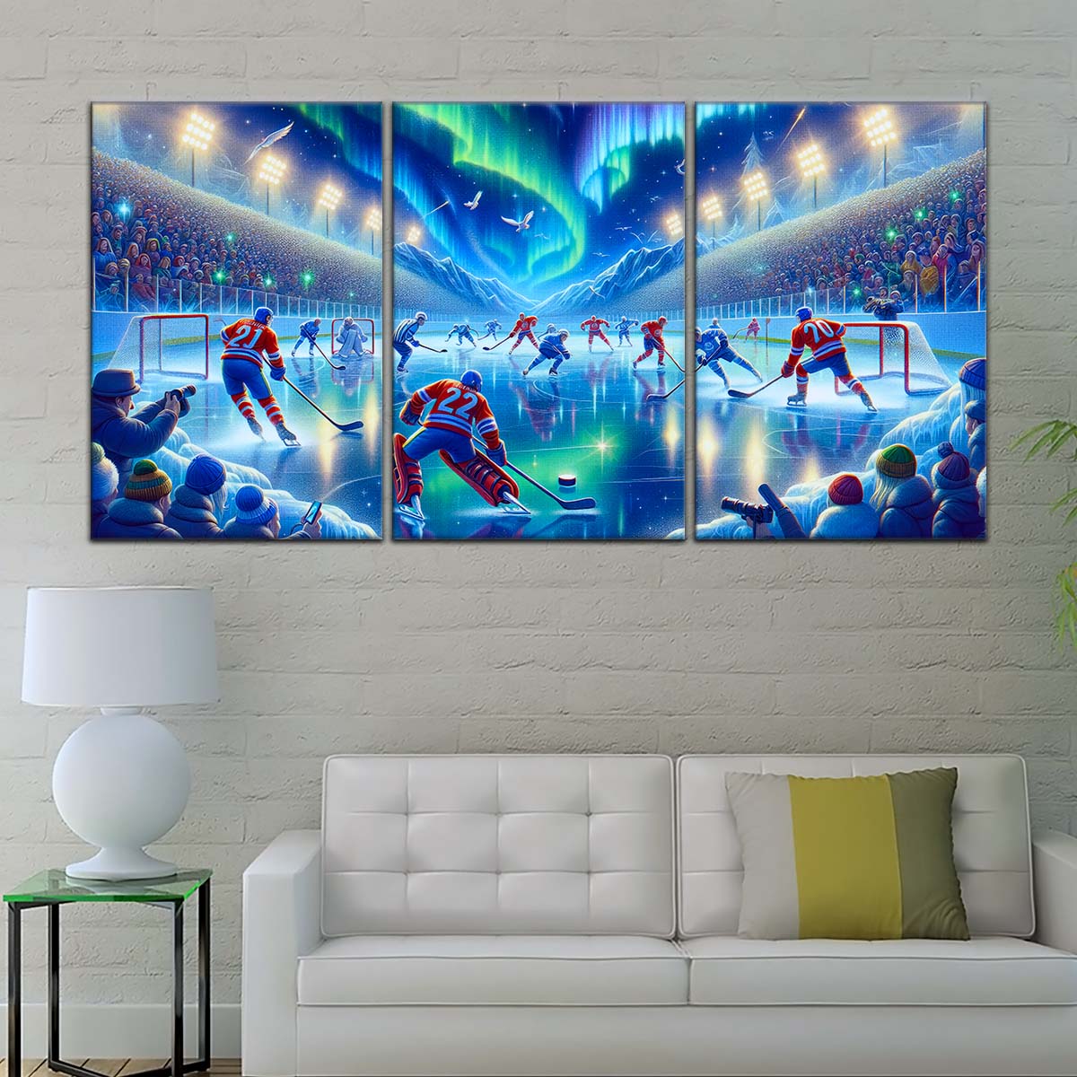Ice Hockey Team Wall Art - IH5040 - Spectacular Northern Lights NHL Game - Ice Hockey Team Poster - Ice Hockey Team Canvas