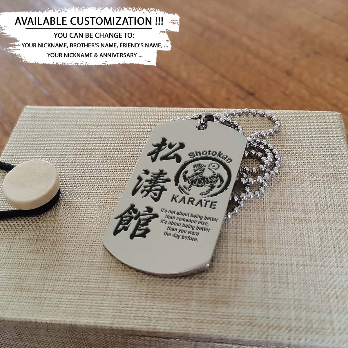 Karate Dog Tag - It’s About Being Better Than You Were The Day Before - Shotokan Karate - Karate Necklace - Engrave Dog Tag