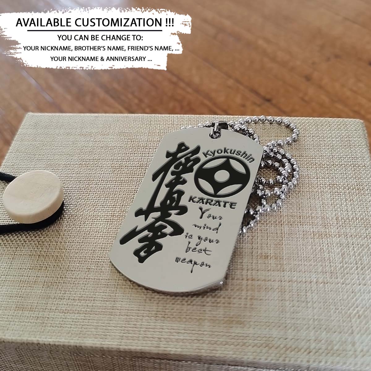 Karate Dog Tag - Your Mind Is Your Best Weapon - It's About Being Better Than You Were The Day Before - Kyokushin Karate - Karate Necklace - Engrave Dog Tag
