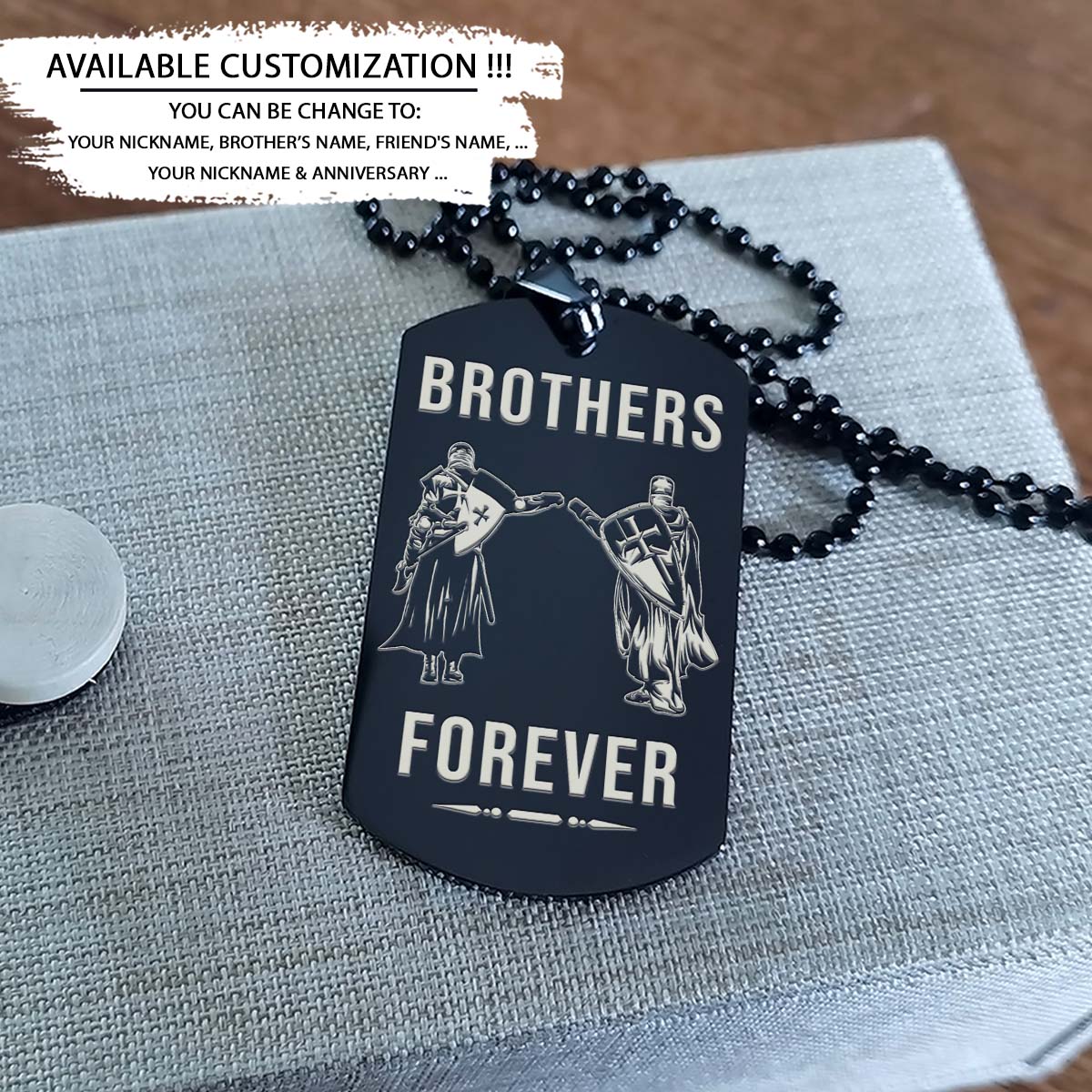 Knight Templar Dog Tag - Brothers Forever - Call On Me Brother - Crusades - Chivalry - Religious Zeal - Templar Wealth - Mysterious Legacy - Knight Templar Necklace - Engrave Dog Tag